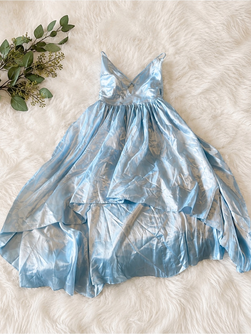 Vintage Ice Blue High-Low Prom Dress | Cinderella Ball Gown Style | Small - Picture 3 of 4